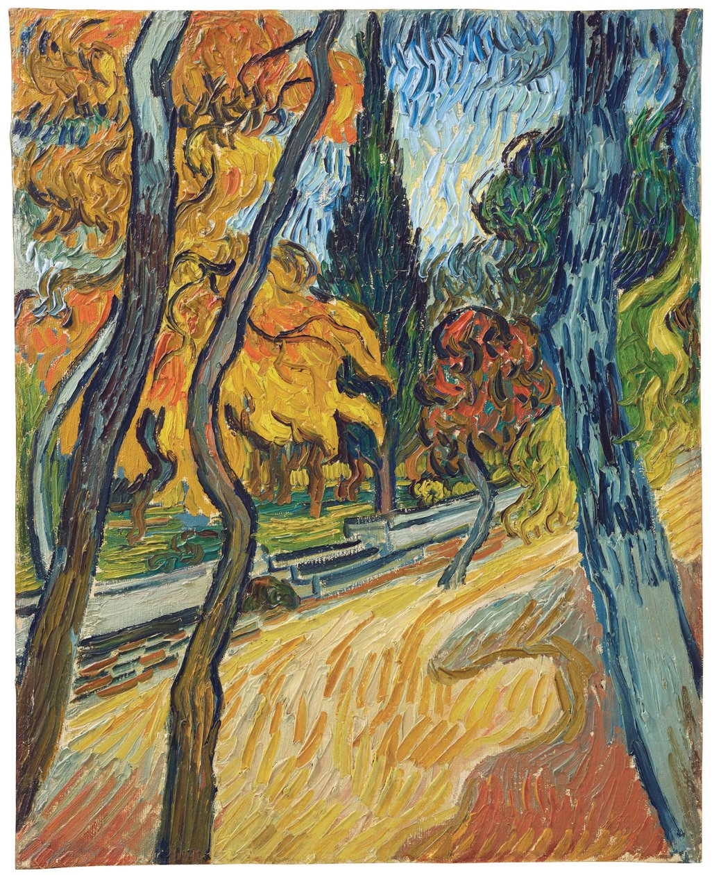 Trær i hagen til asylet, 1889 av Vincent van Gogh