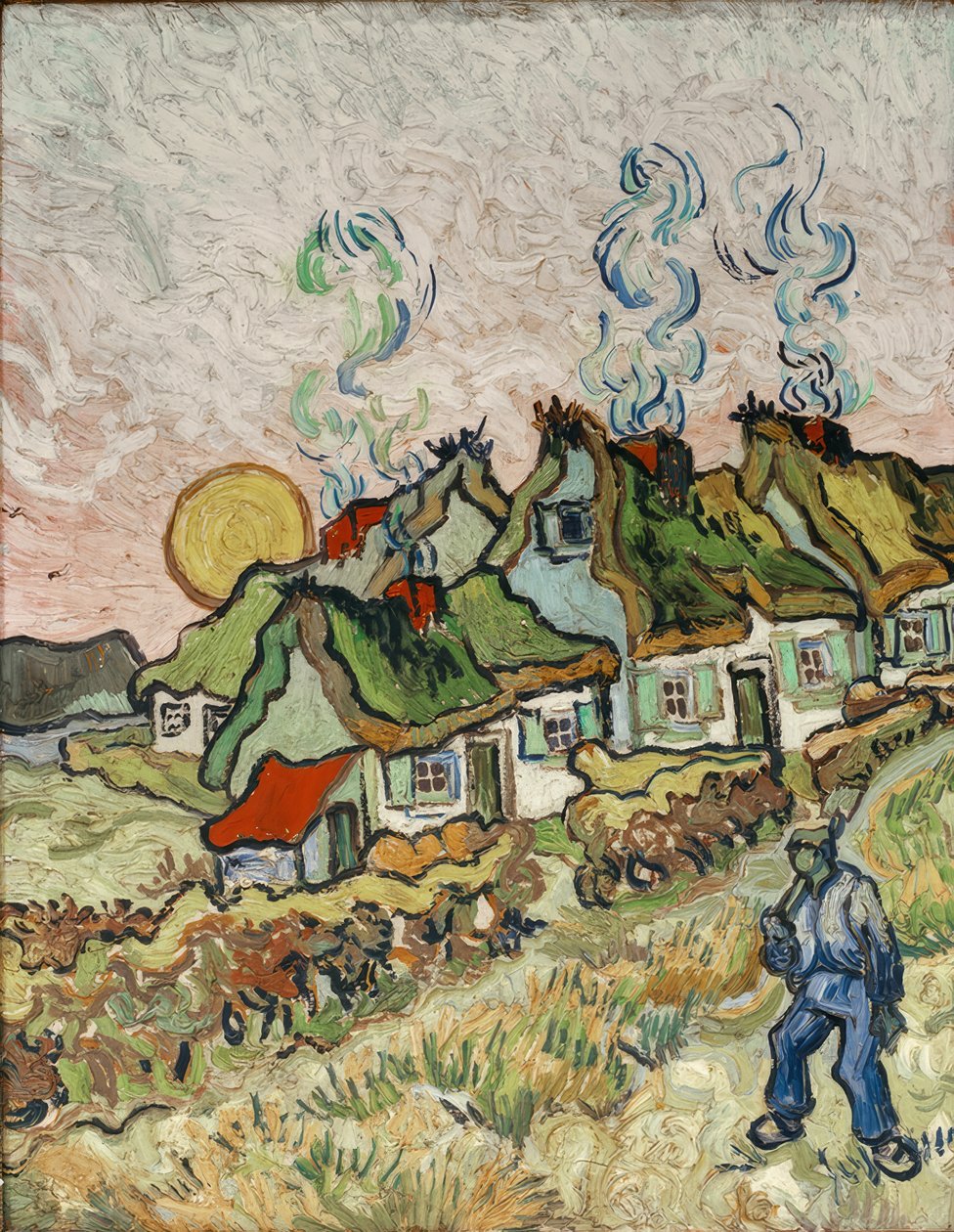 Gårdshus ved solnedgang av Vincent van Gogh