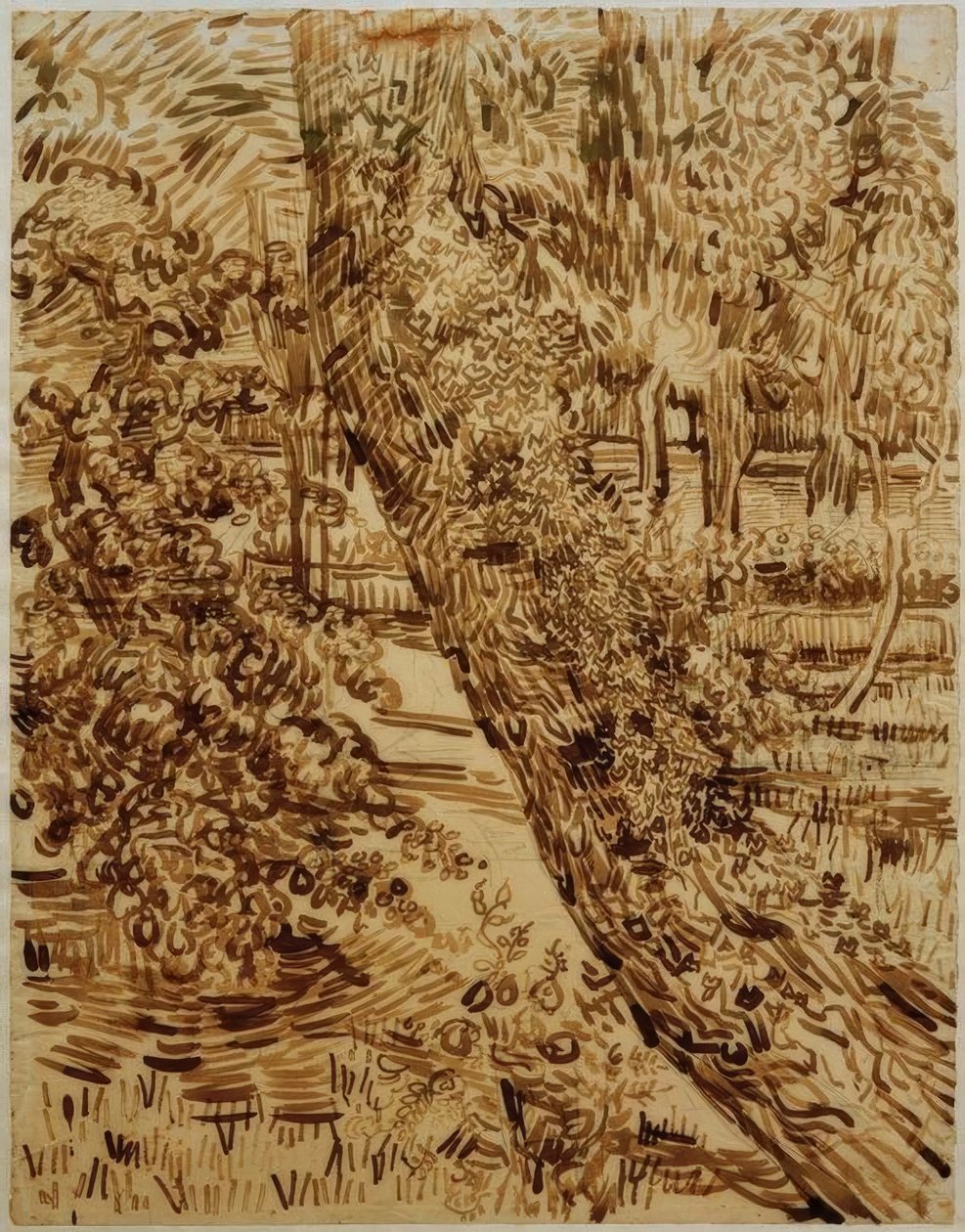Tre med eføy i hagen til sanatoriet av Vincent van Gogh