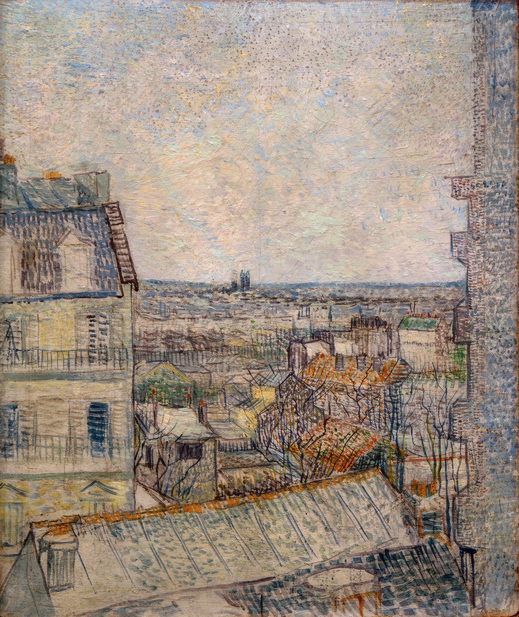 Utsikt fra vinduet i leiligheten på Rue Lepic av Vincent van Gogh