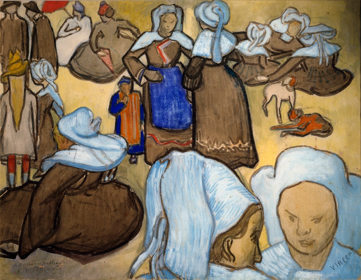 Breton Women Watercolor av Vincent Van Gogh (1853-1890). Dim. 48x67 cm Milano, Galleria d