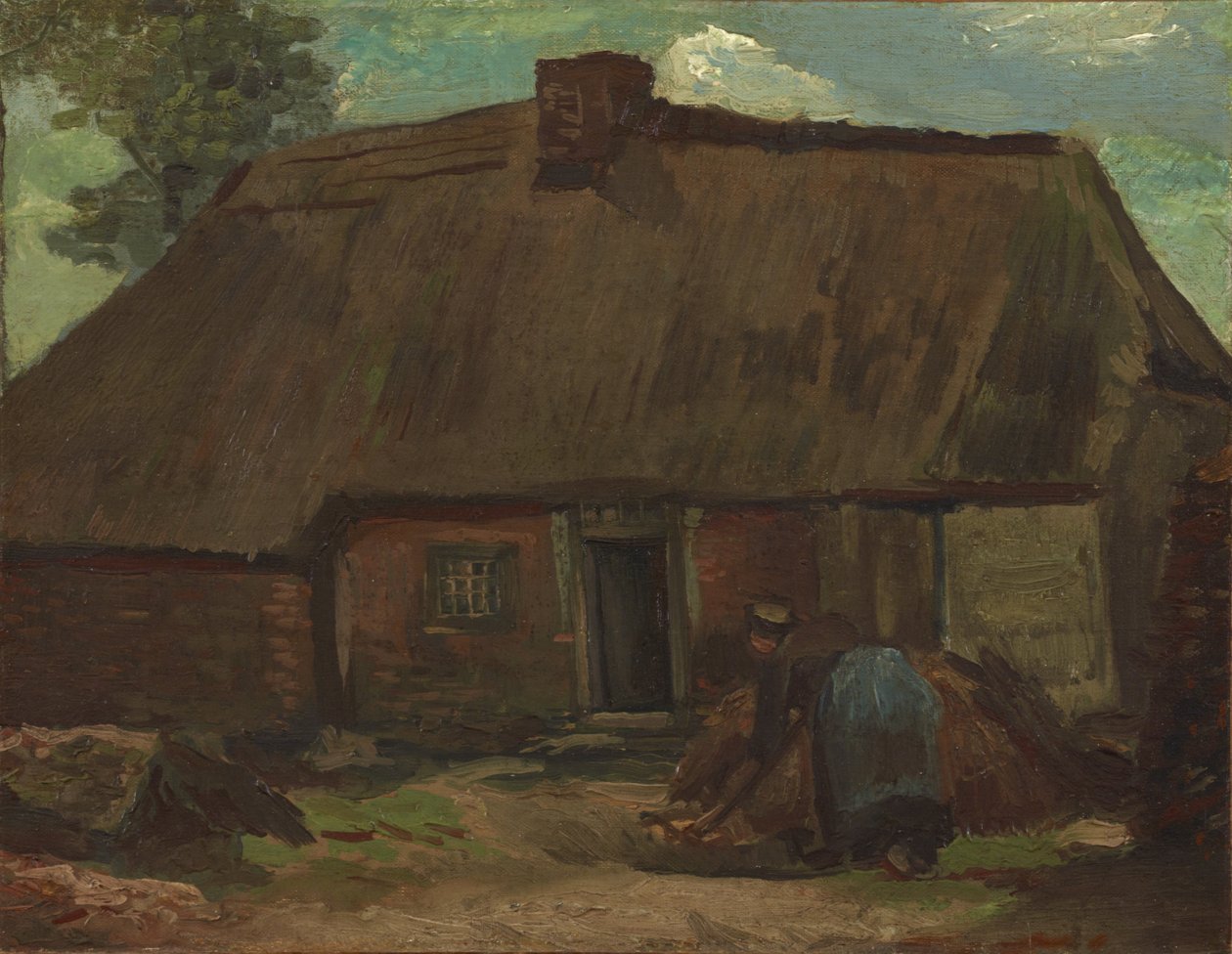 Hytte med gravende bondekvinne av Vincent van Gogh
