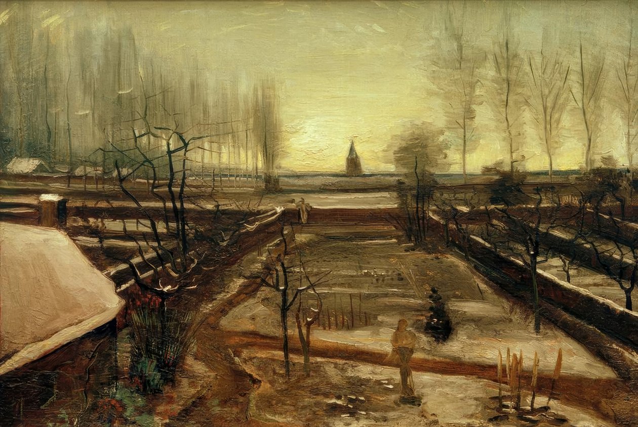 Sognehagen i Nuenen i snøen av Vincent van Gogh