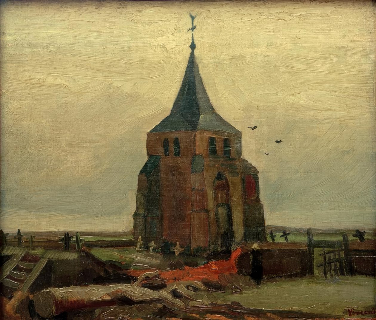 Det gamle tårnet i Nuenen kirkegård av Vincent van Gogh