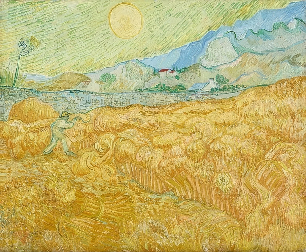 Høsten, kornåker med høstere (La moisson). 1889 av Vincent van Gogh