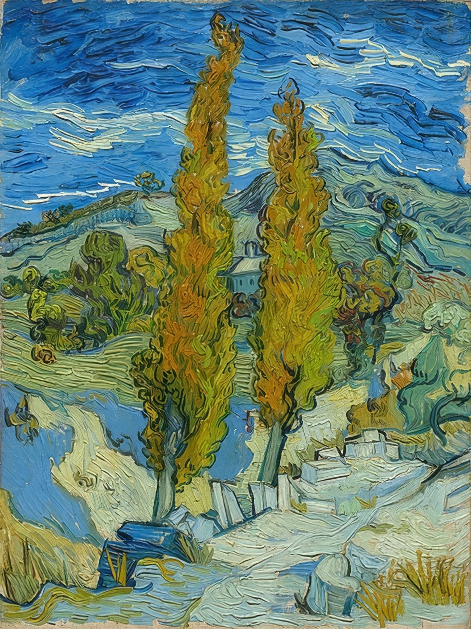 Poplene i Saint-Rémy. 1889 av Vincent van Gogh