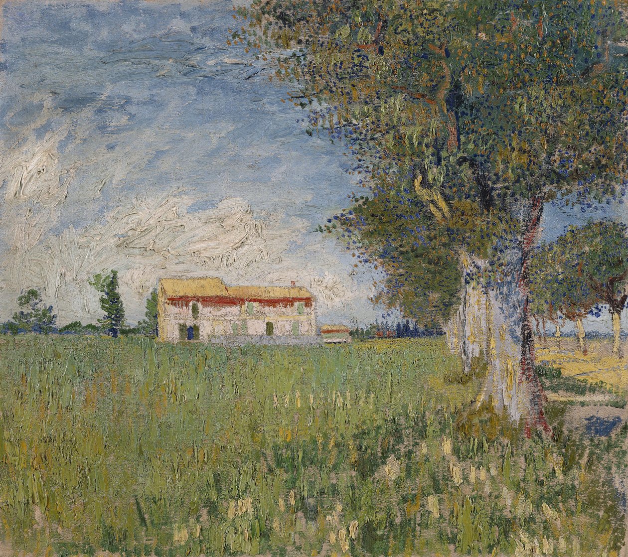 Gårdshus i en hveteåker av Vincent van Gogh