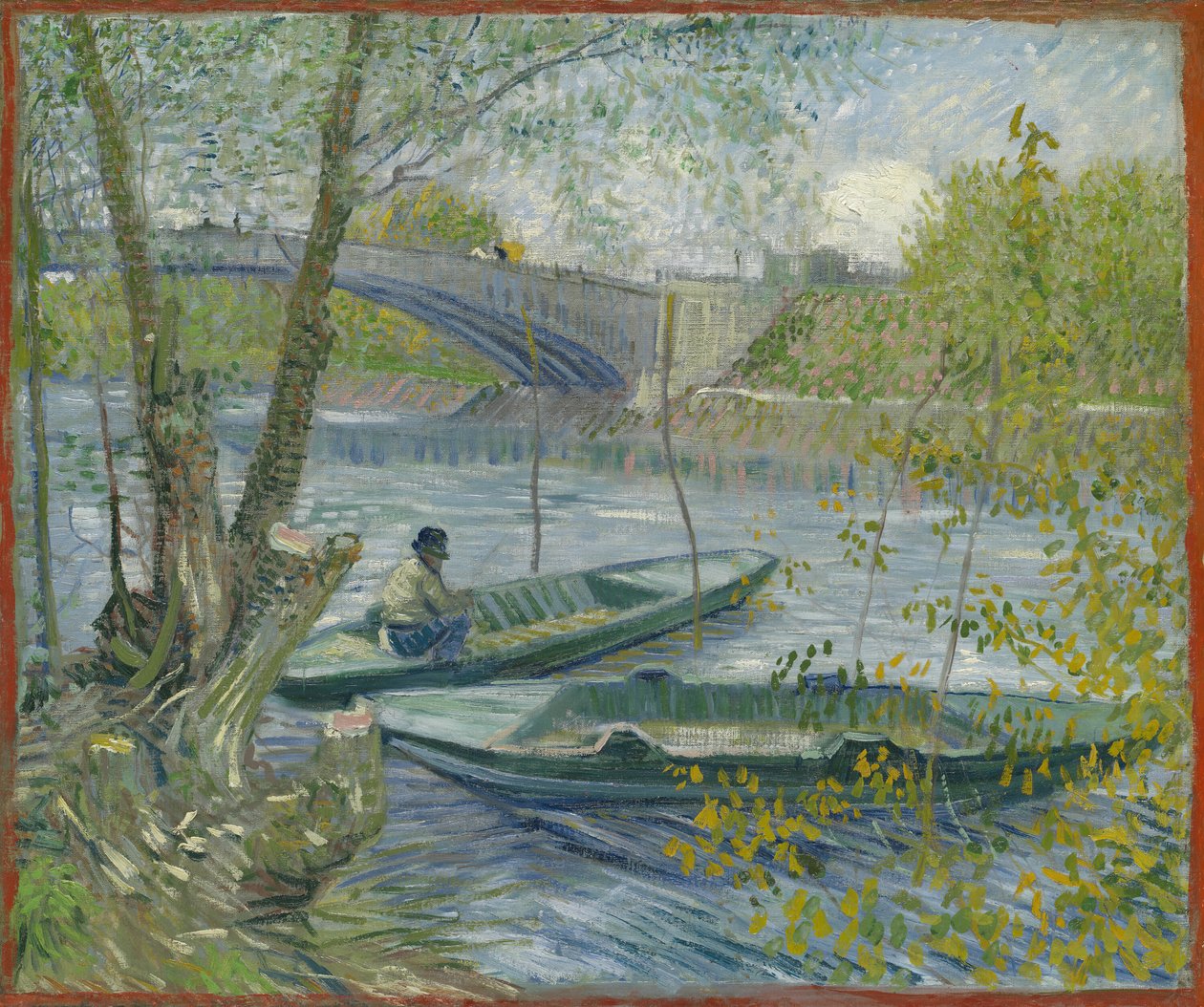 Fiske om våren, Pont de Clichy Asnières, 1887. av Vincent van Gogh