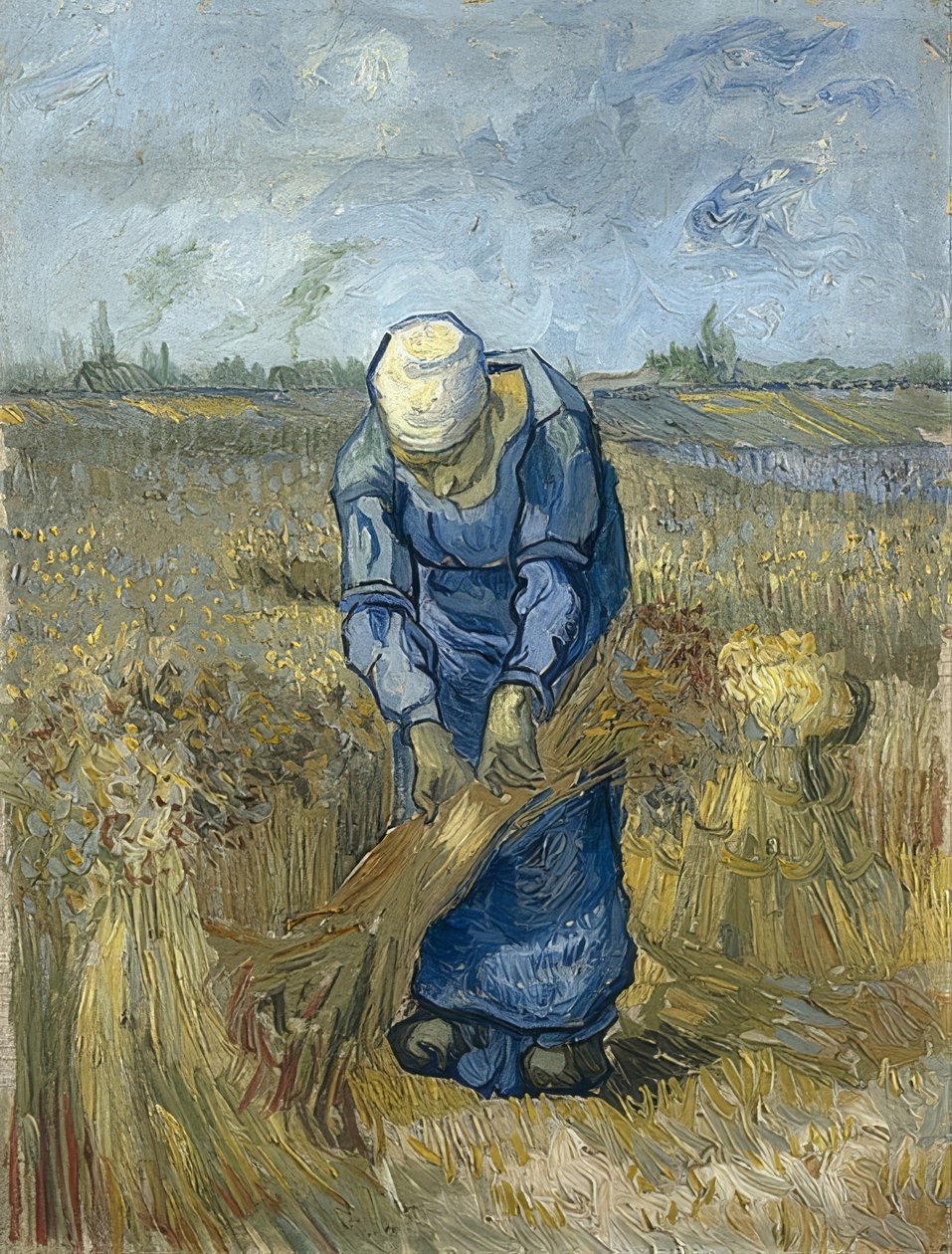 Skjærbindende bondekvinne (etter Hirse). 1889 av Vincent van Gogh
