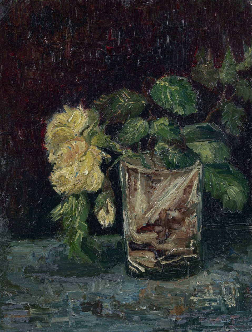 Glass med gule roser (verre avec roses jaunes) av Gogh, Vincent, van (1853-1890). Olje på papp, størrelse: 35x27 av Vincent van Gogh