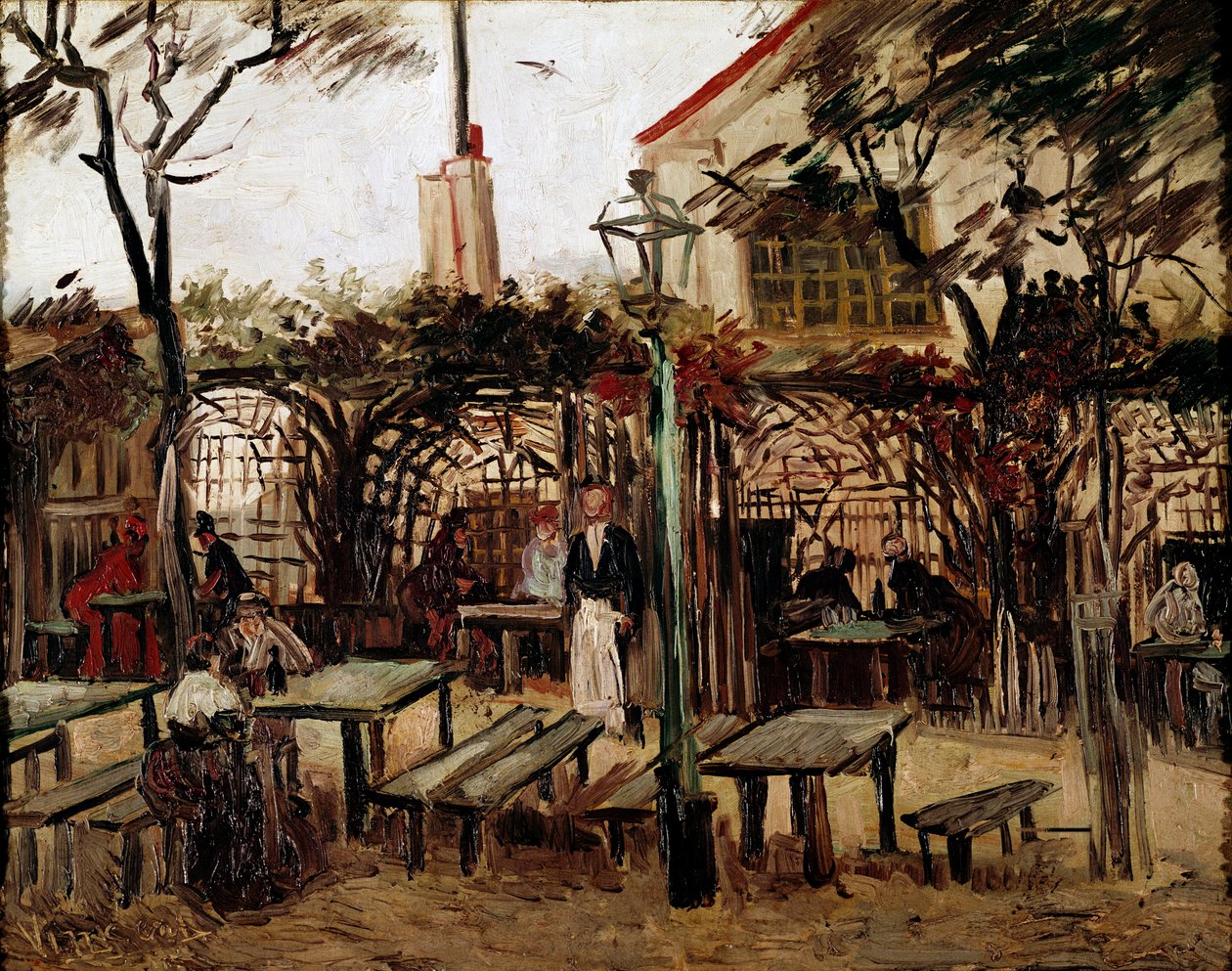Guinguette i Montmartre: biljardbordet i tre ble la bonne franquette av Vincent van Gogh