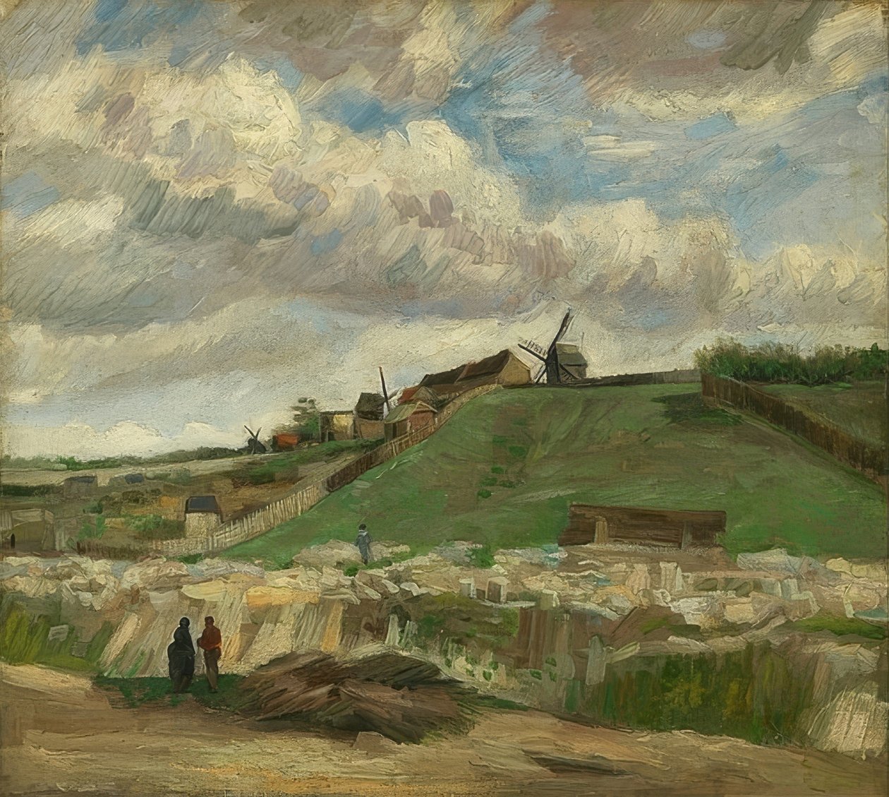 Montmartre-bakke med steinbrudd. Paris, juni-juli 1886 av Vincent van Gogh