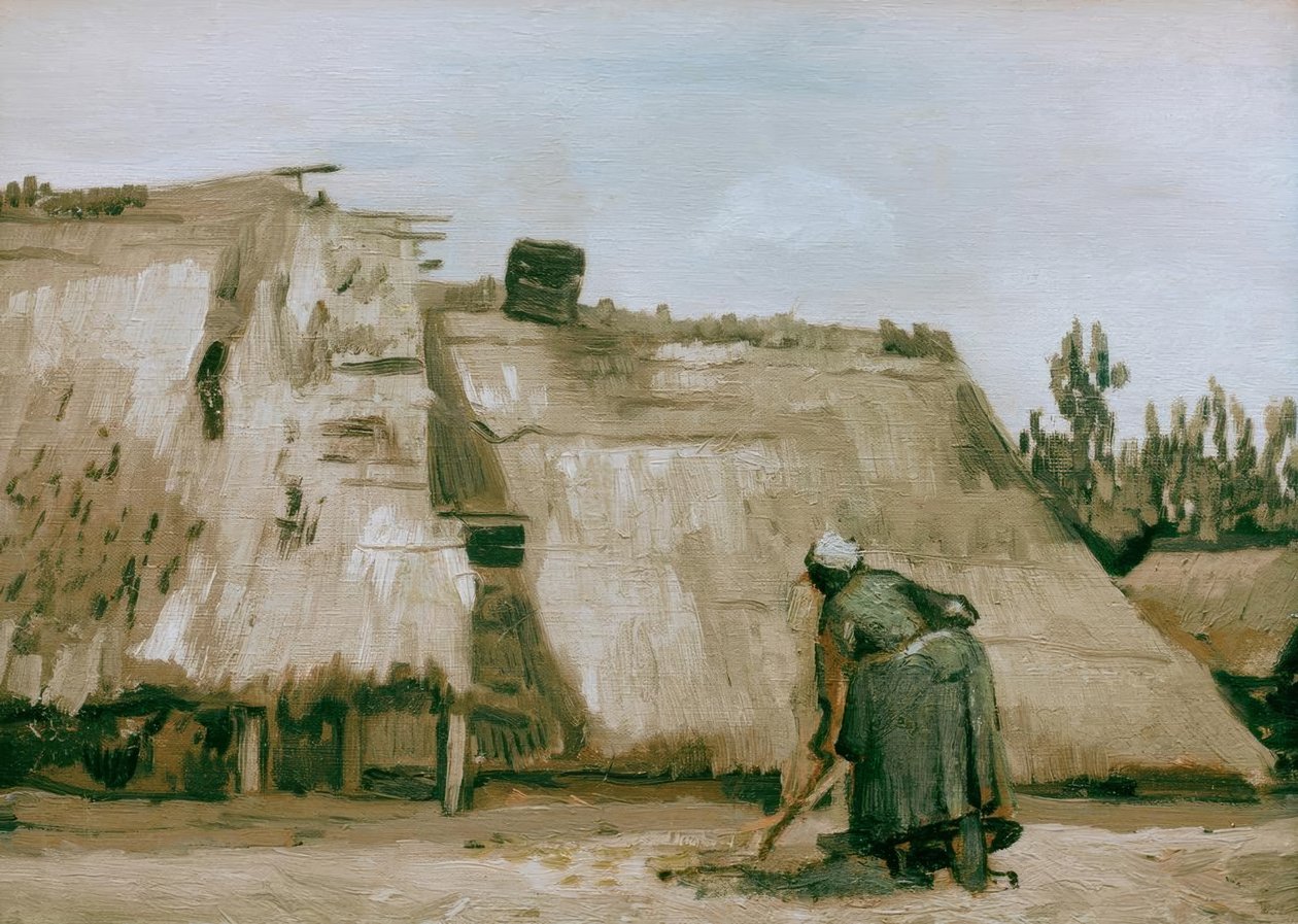 Hytte med en arbeidende bondekone av Vincent van Gogh