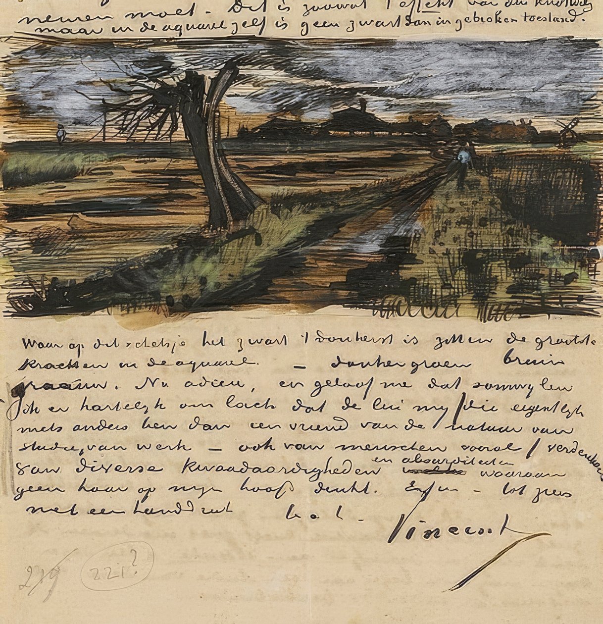 Kopfweide, Brev til Theo van Gogh. 1882 av Vincent van Gogh