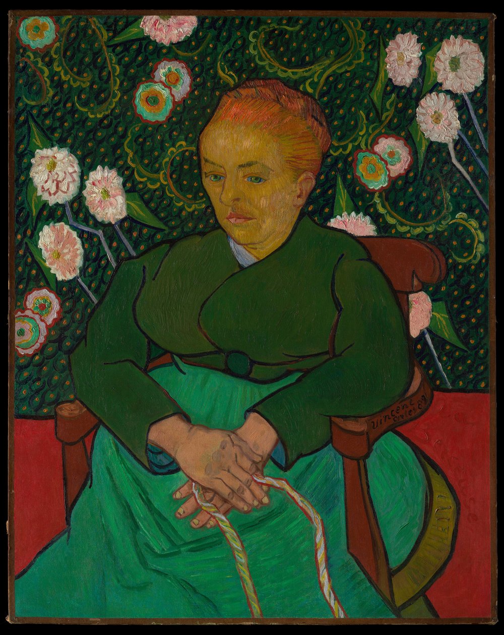 La Berceuse (Kvinne som vugger en vugge; Augustine-Alix Pellicot Roulin, 1851-1930) av Vincent van Gogh