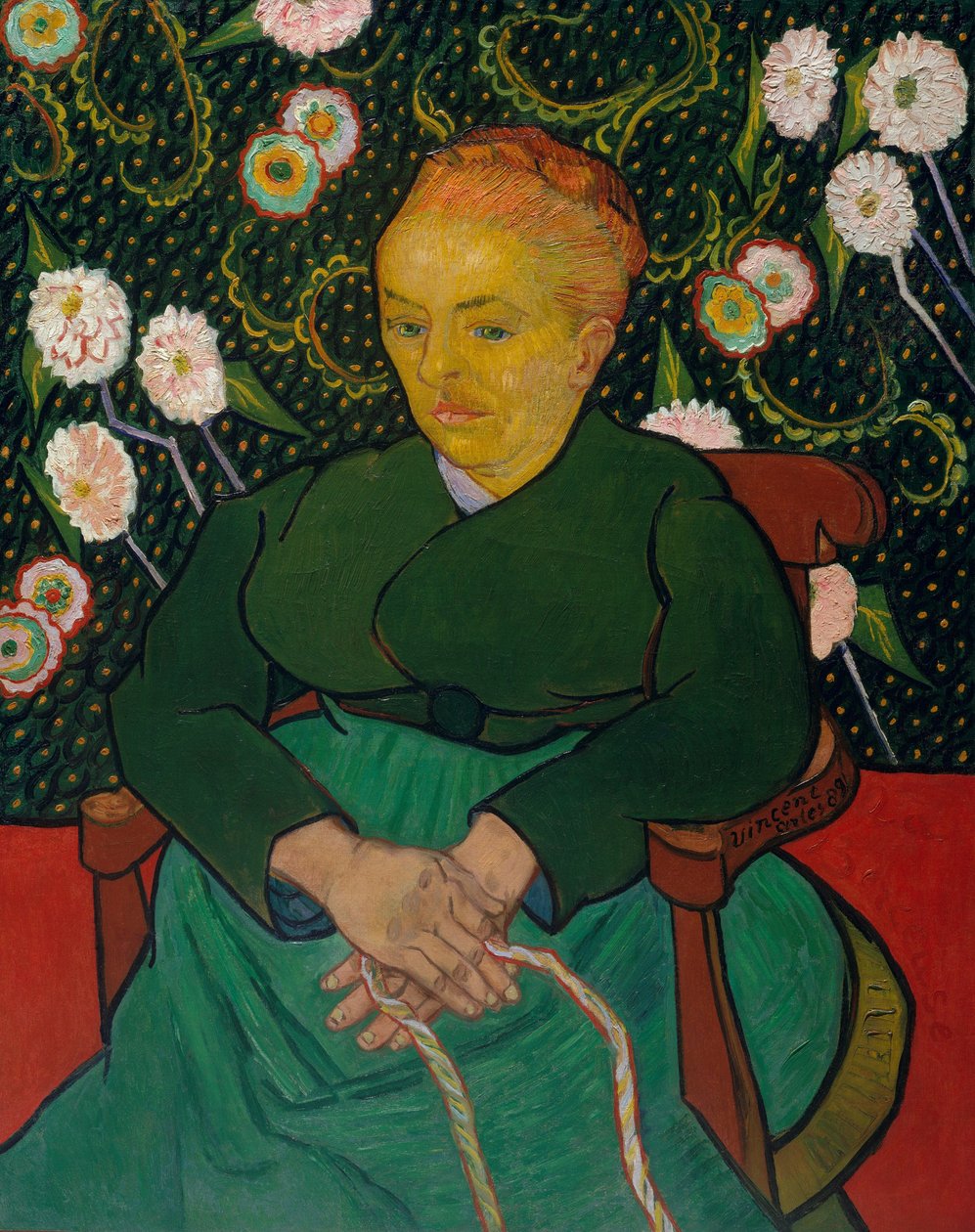 La Berceuse Woman Rocking a Cradle, Augustine-Alix Pellicot Roulin, 1851-1930, 1889. av Vincent van Gogh