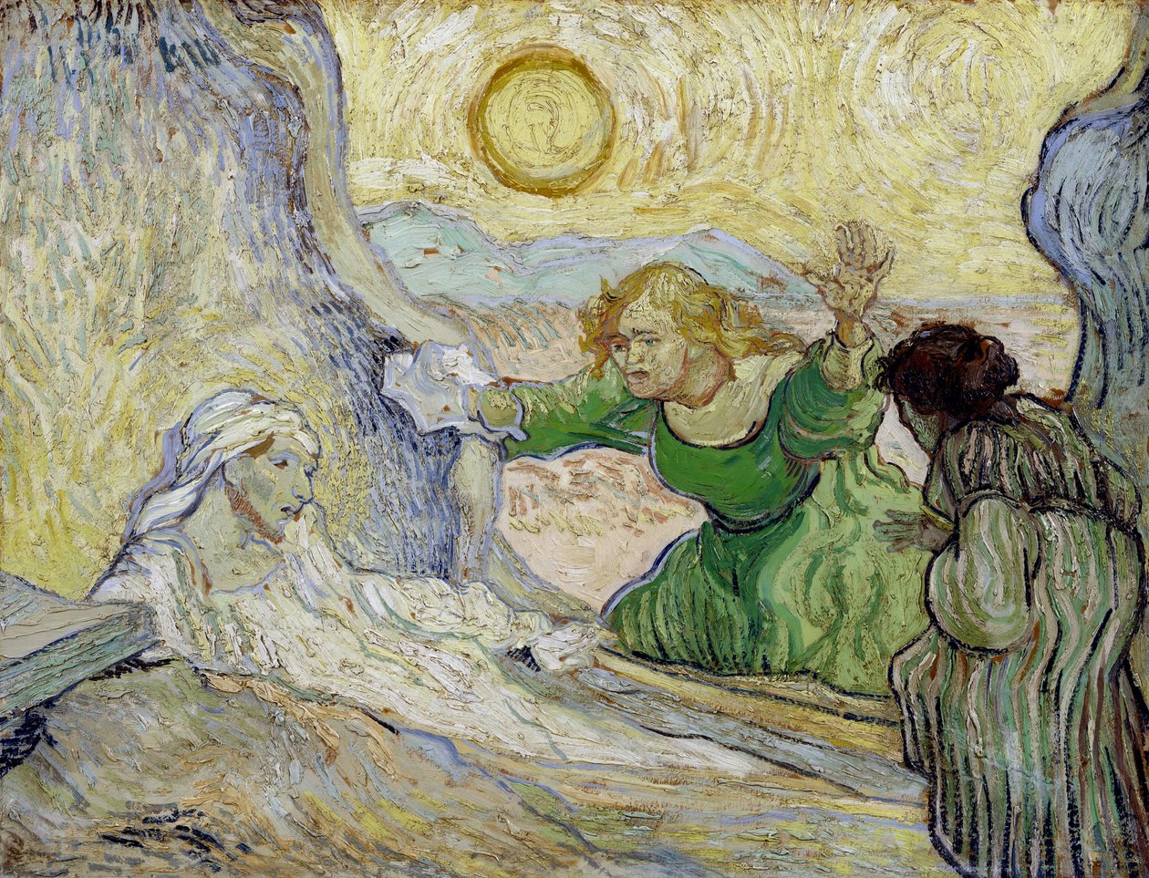 ""The Raising of Lazarus"" (The Raising of Lazarus (etter Rembrandt)) Maleri av Vincent van Gogh (1853-1890) etter Rembrandt av Vincent van Gogh