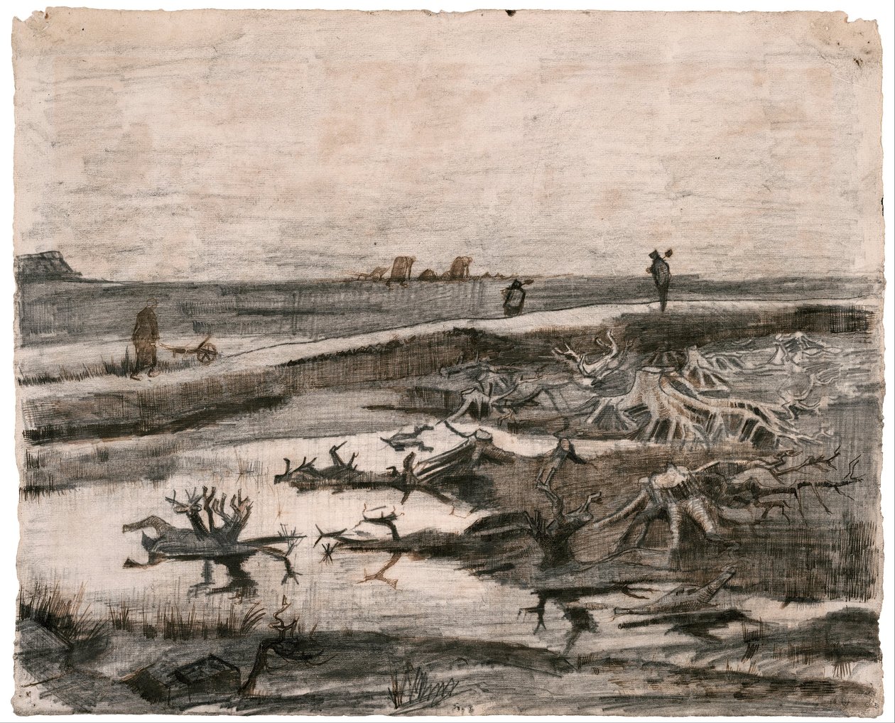 Landskap med stammer i myren (Arbeid på marken) av Vincent van Gogh
