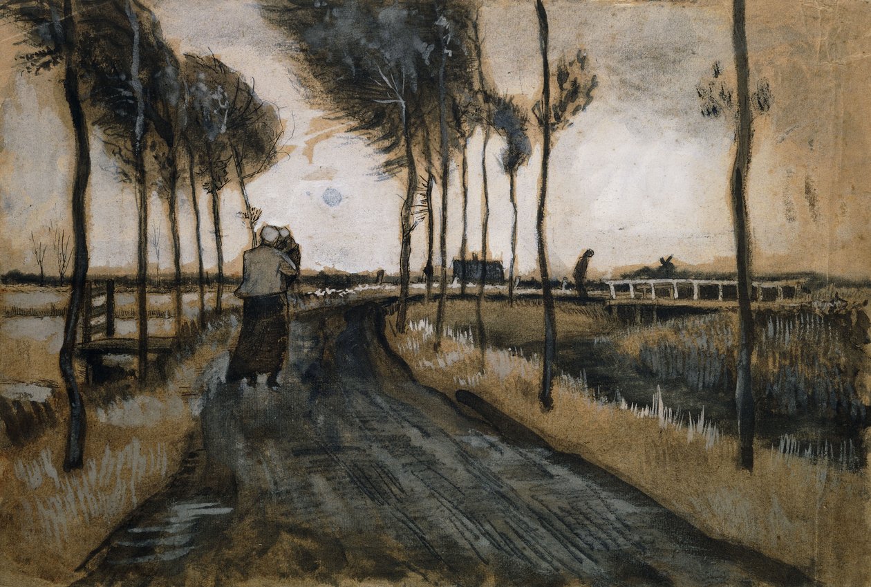 Landskap med kvinne og barn; Landskap med kvinne og barn, 1883 av Vincent van Gogh