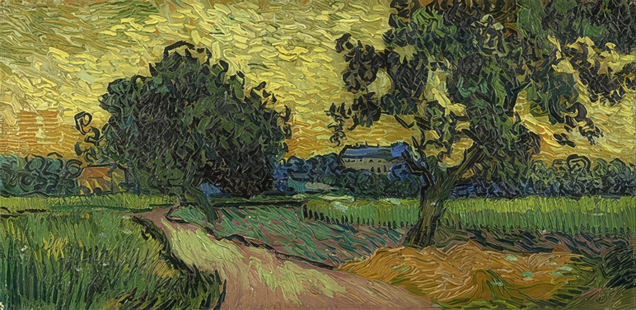 Landskap i skumringen. 1890 av Vincent van Gogh