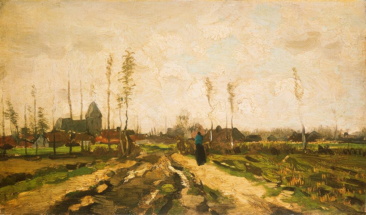 Landskap med kirke og hus av Vincent van Gogh