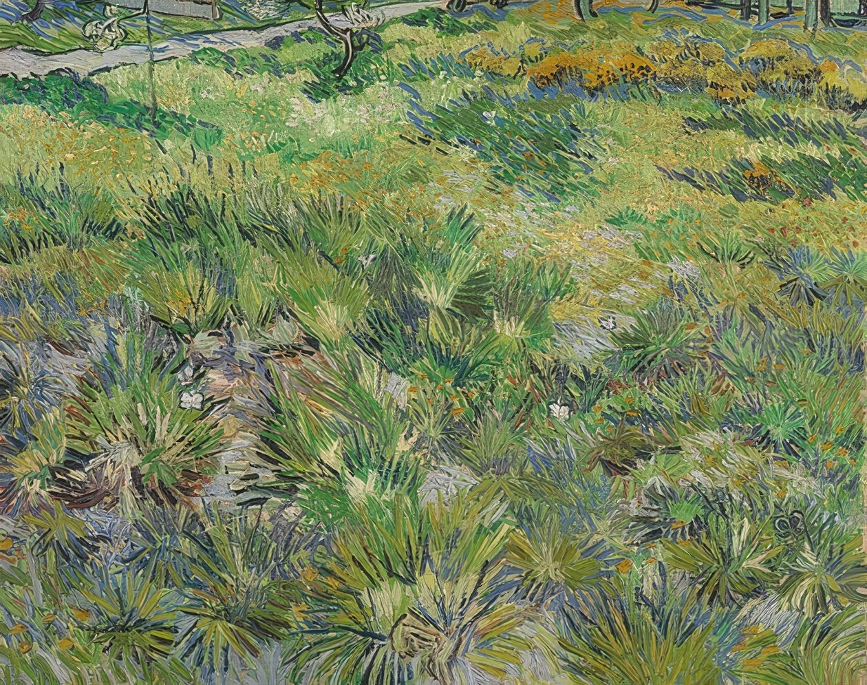 Langt gress med sommerfugler. 1890 av Vincent van Gogh