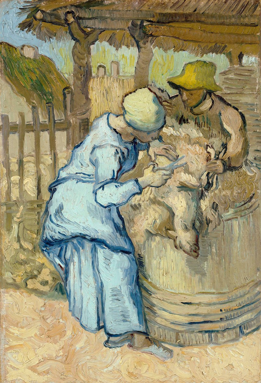 The Sheep Shearers - Maleri av Vincent van Gogh (1853-1890), etter Jean Francois Millet (1814-1875), olje på lerret av Vincent van Gogh