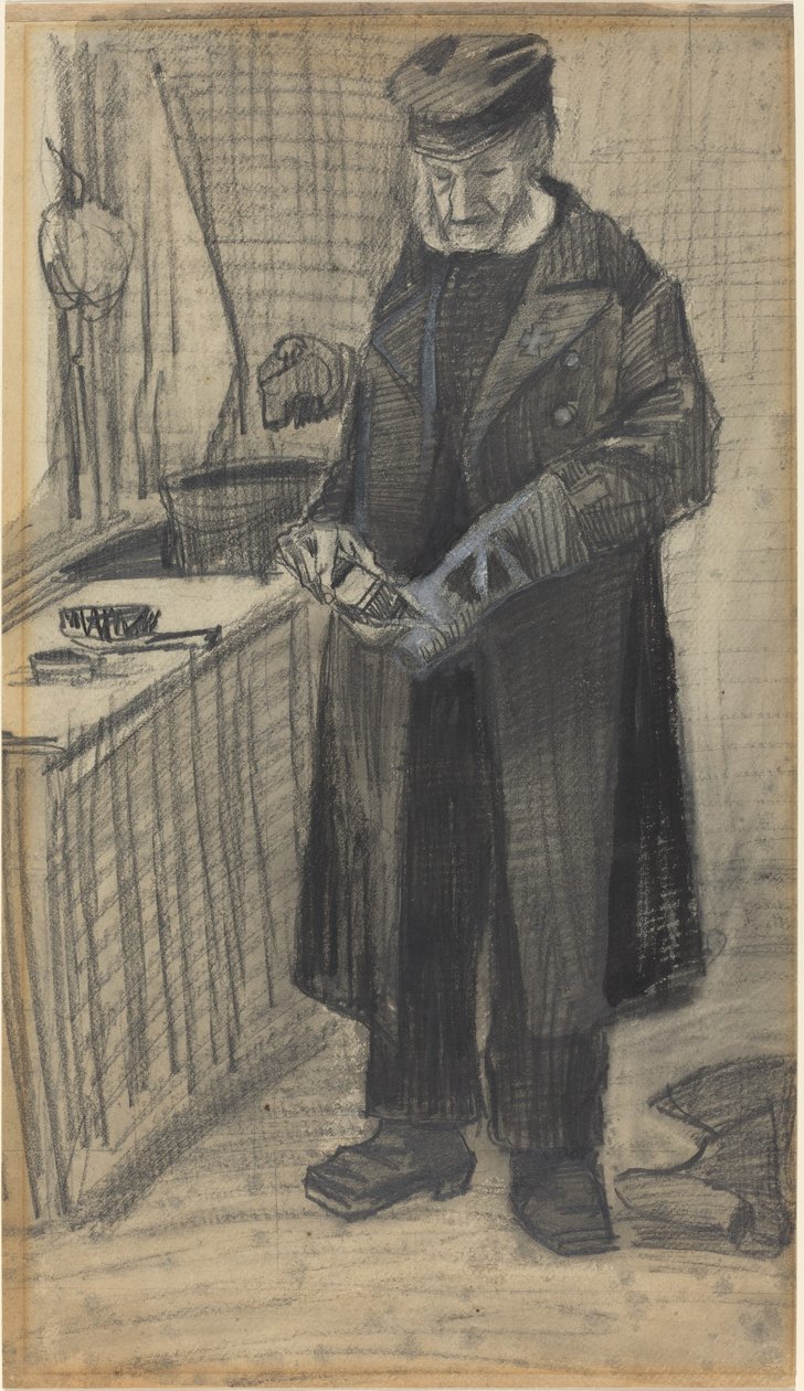 Mann som pusser en støvel av Vincent van Gogh