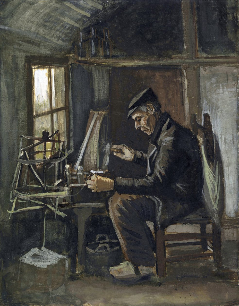 Man Winding Yarn av Gogh, Vincent, van (1853-1890). Akvarell på papir, størrelse: 44,8x35,4 av Vincent van Gogh