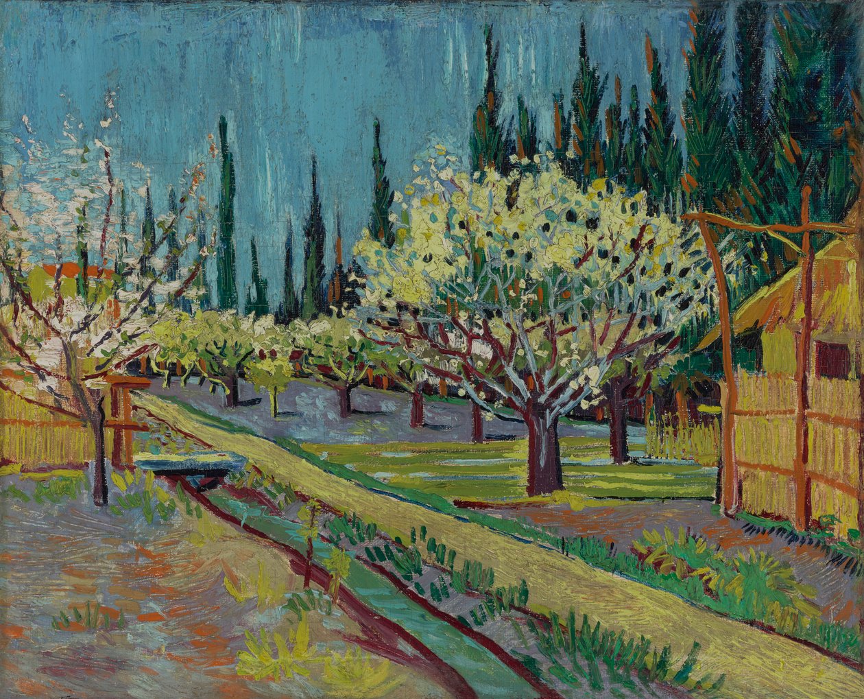 Frukthage omkranset av sypresser av Vincent van Gogh