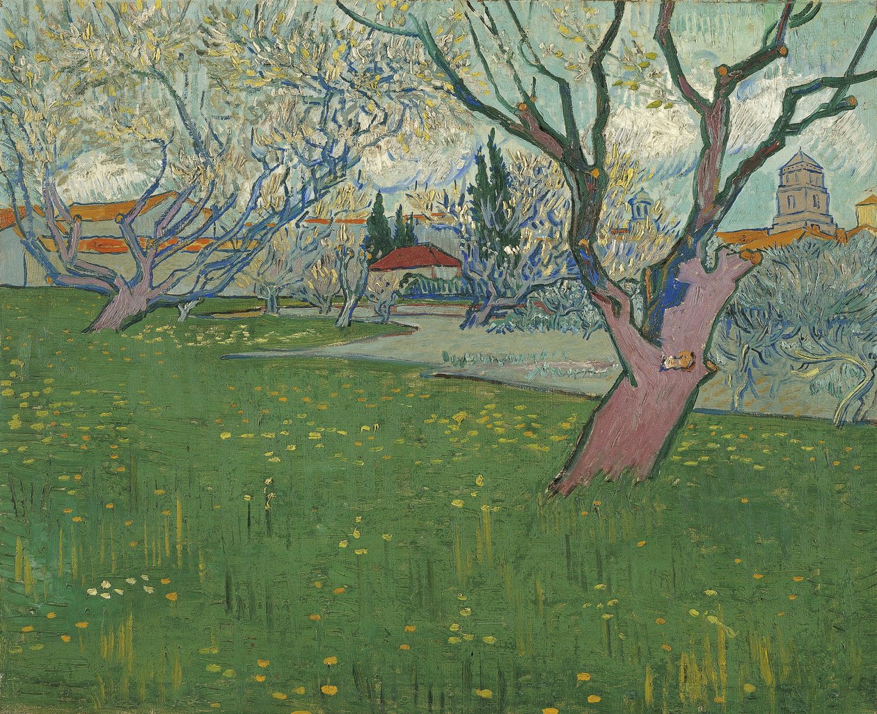 Blomstrende frukthager, utsikt over Arles av Vincent van Gogh