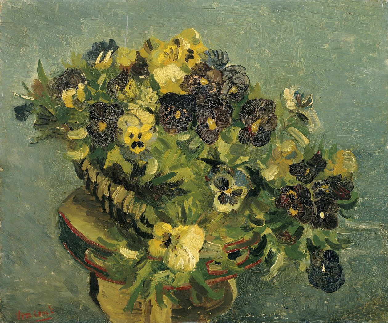 "Kurv med stemorsblomster" Maleri av Vincent van Gogh (1853-1890) 1886 Dim 46x55,5 cm cm Van Gogh Museum, Amsterdam av Vincent van Gogh