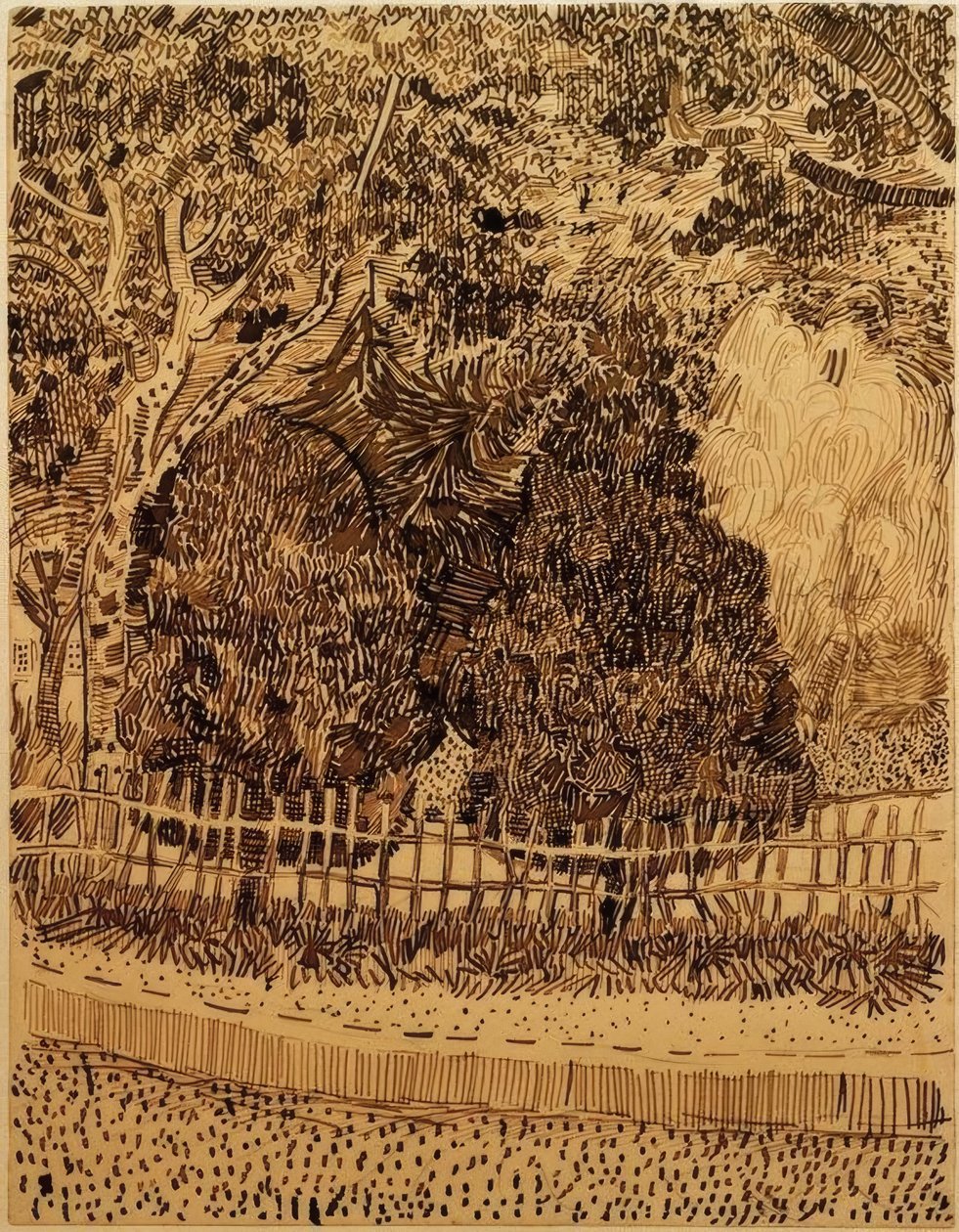Park med gjerde av Vincent van Gogh