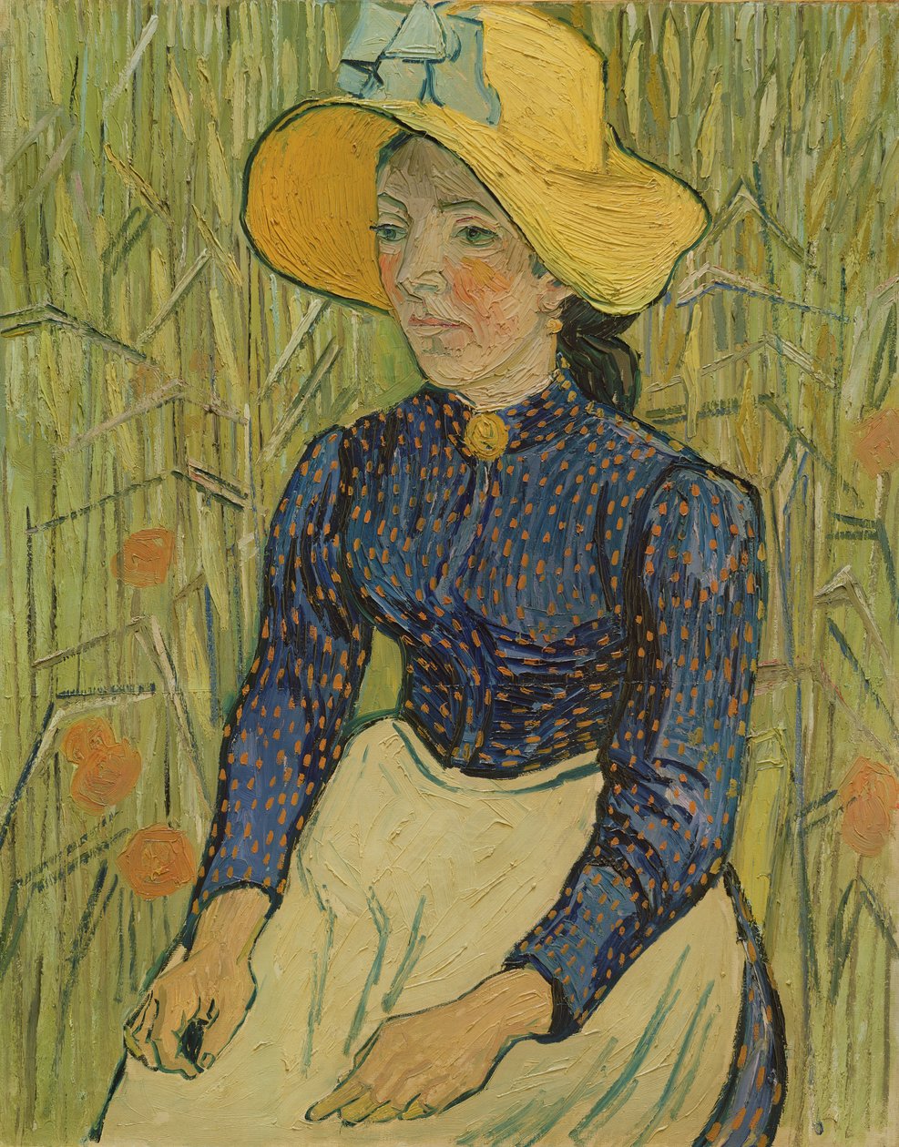 Bondepike i stråhatt, 1890 av Vincent van Gogh