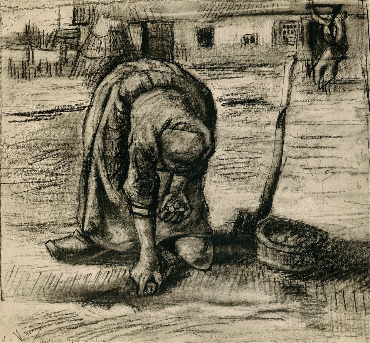 Bondekvinne som planter poteter av Vincent van Gogh