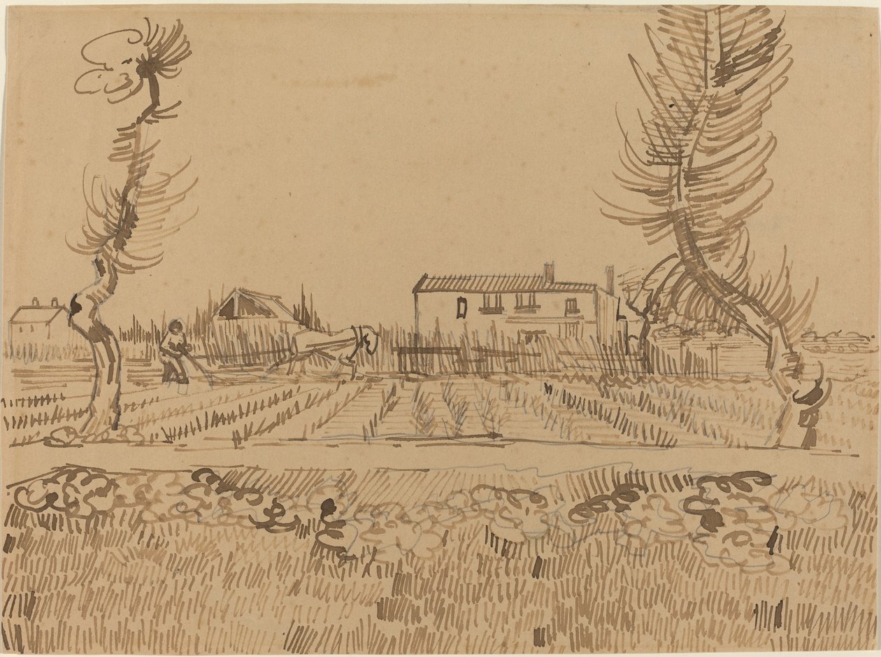 Ploughman in the Fields nær Arles, 1888. av Vincent van Gogh
