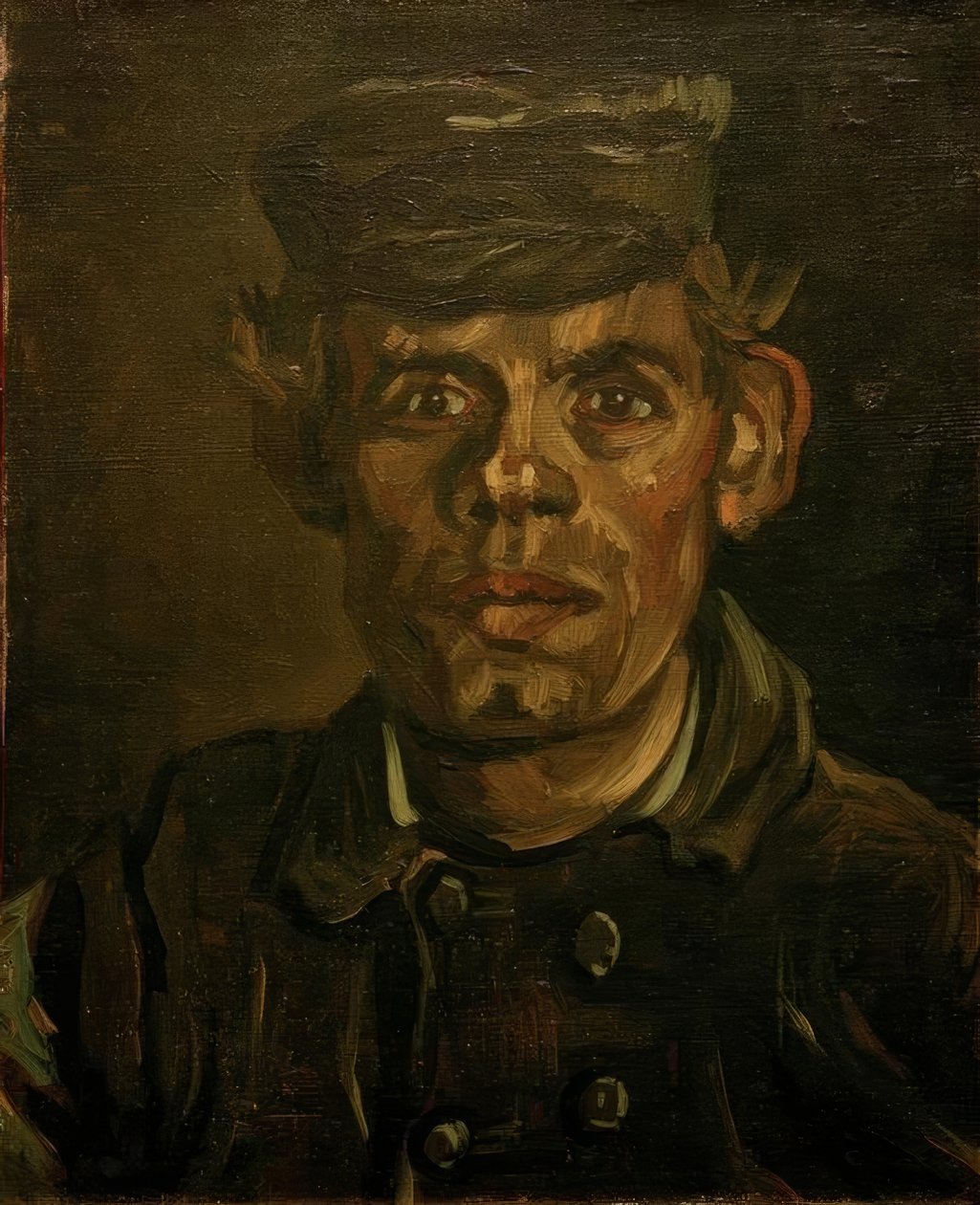 Portrett av en ung bonde med en paraplyhette av Vincent van Gogh