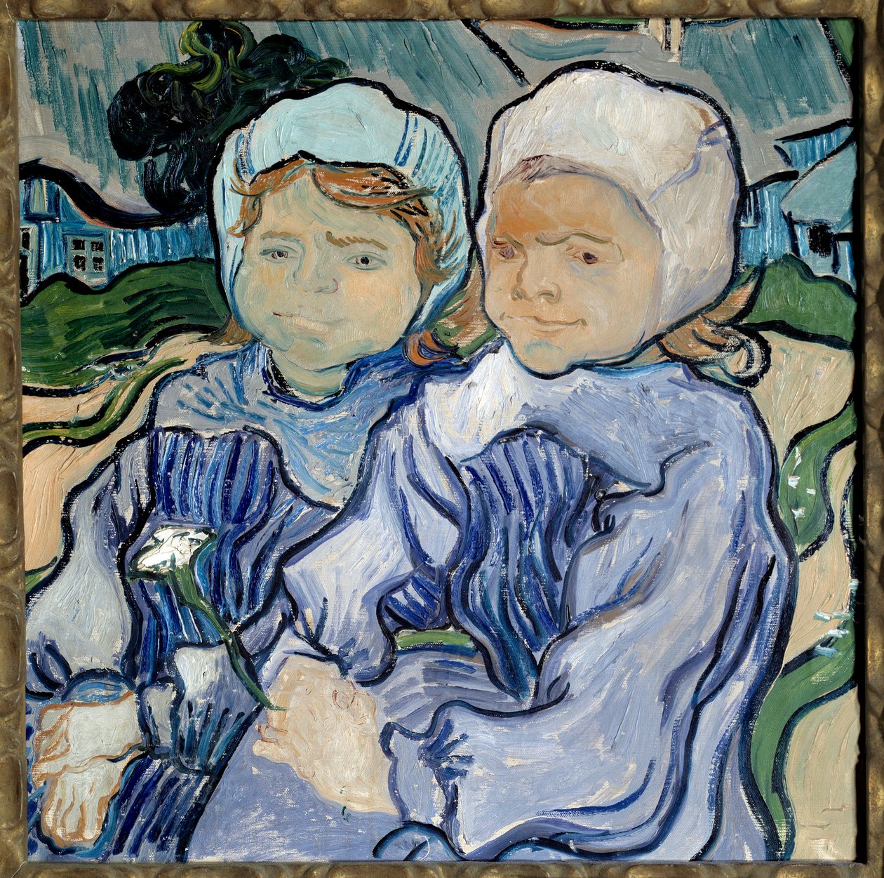 Portrett av to jenter, maleri av Vincent Van Gogh (1853-1890) 1890 Søn. 0,51x0,51 m Paris, musee d