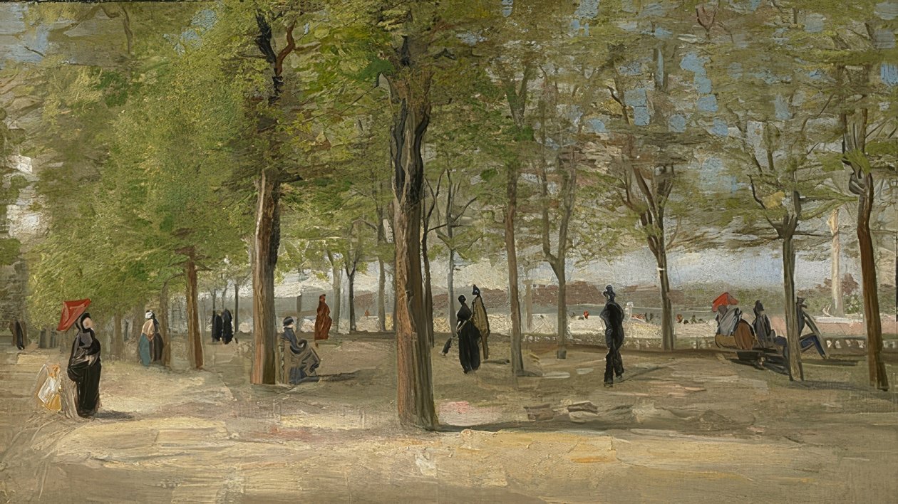 Promenade i Jardin du Luxembourg. 1886 av Vincent van Gogh