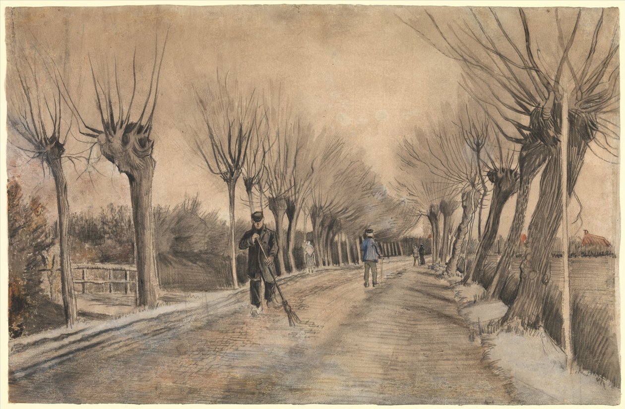 Road in Etten, 1881 (kritt, blyant, pastell, wc, penn og brunt blekk) av Vincent van Gogh