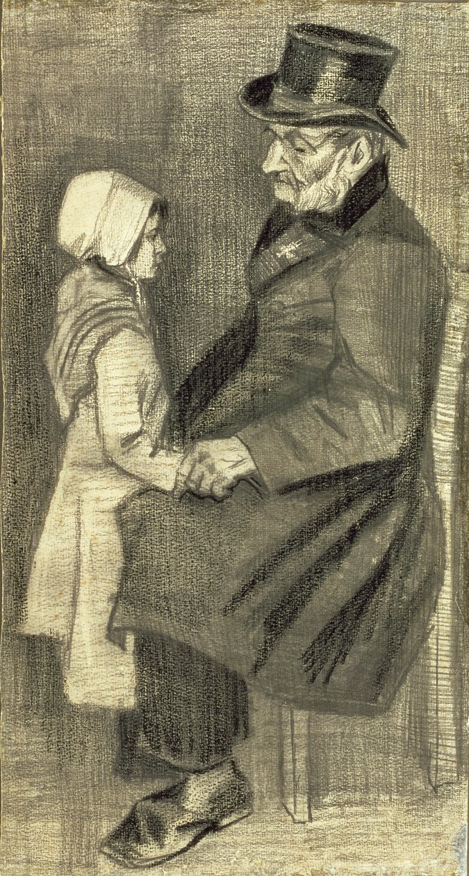 Sittende mann med sin datter, 1882 av Vincent van Gogh