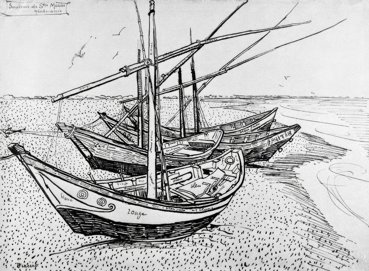 Seilbåter i Saintes-Maries av Vincent van Gogh