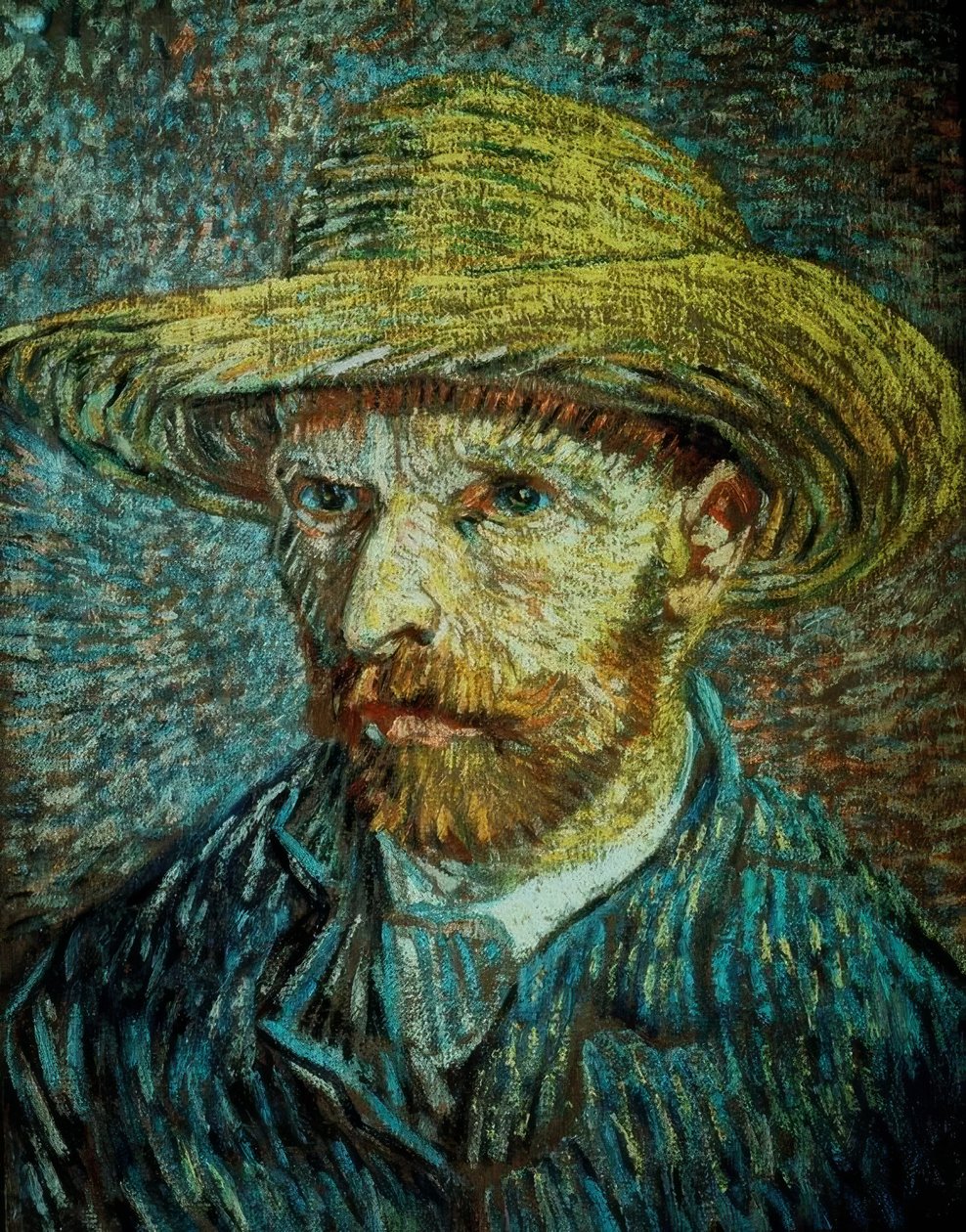 Selvportrett med stråhatt av Vincent van Gogh