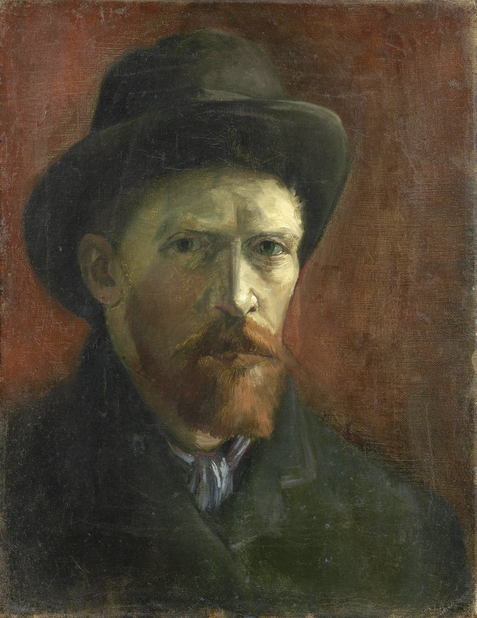 Selvportrett med filthatt av Gogh, Vincent, van (1853-1890). Olje på lerret, størrelse: 41,5x32,5 av Vincent van Gogh