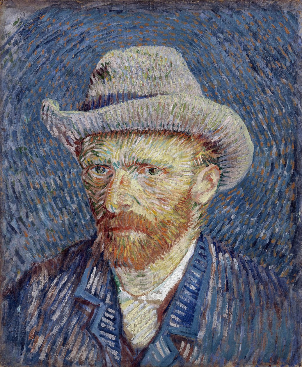 Selvportrett med grå filthatt av Gogh, Vincent, van (1853-1890). Olje på lerret, størrelse: 44,5x37,2 av Vincent van Gogh