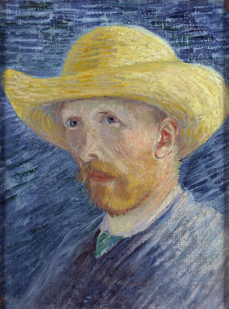 Selvportrett med stråhatt av Gogh, Vincent, van (1853-1890). Olje på lerret, størrelse: 41,8x31,5 av Vincent van Gogh