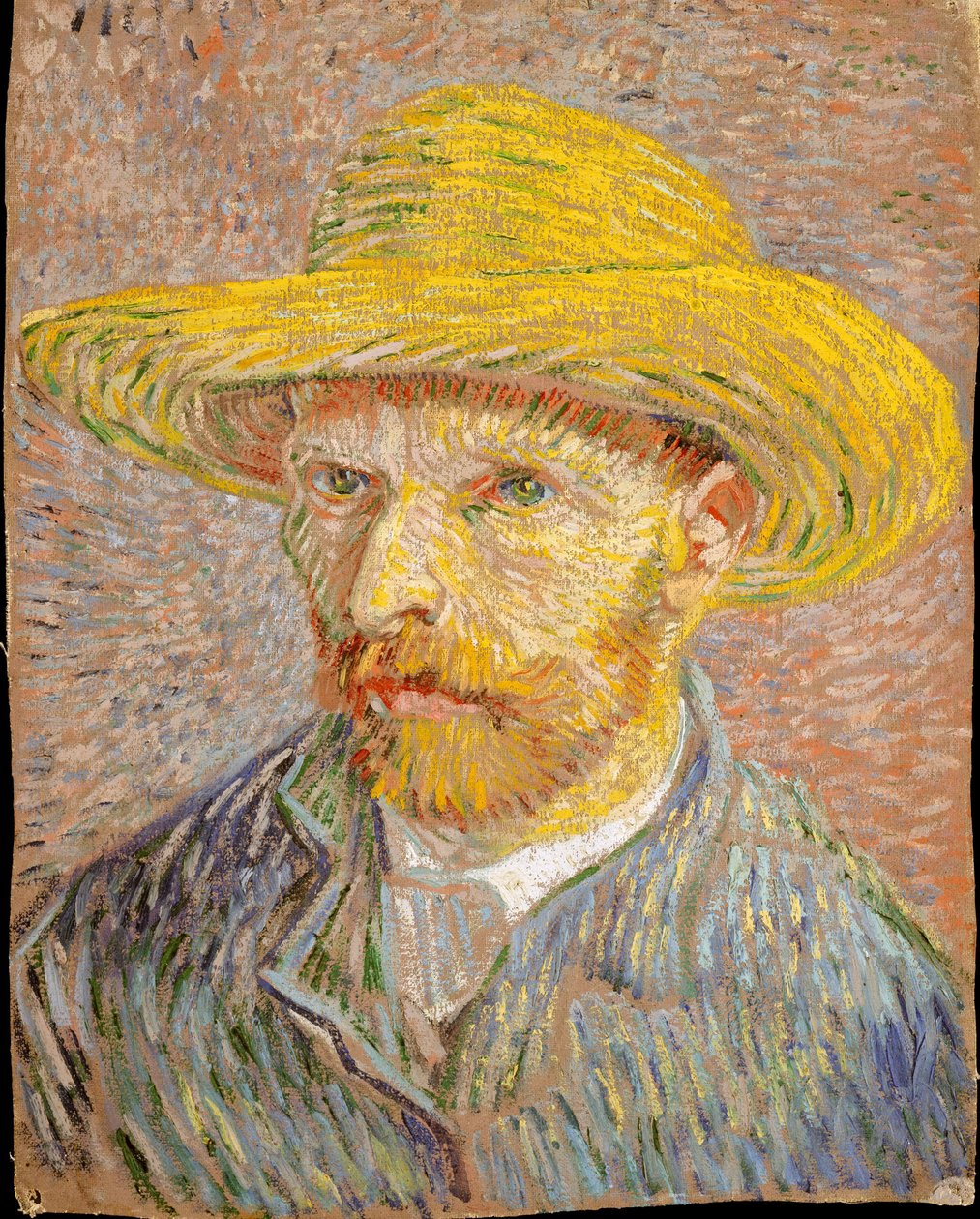 Selvportrett med stråhatt (forside: Potetskrelleren) av Vincent van Gogh