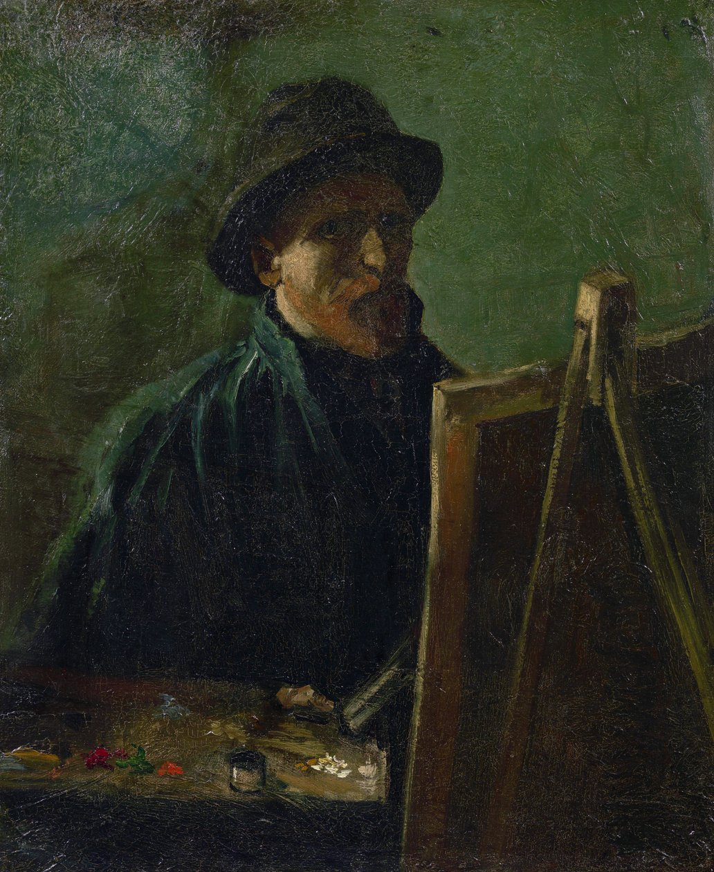 Selvportrett ved staffeli par Gogh, Vincent, van (1853-1890). Olje på lerret, størrelse: 46,5x38,5 av Vincent van Gogh