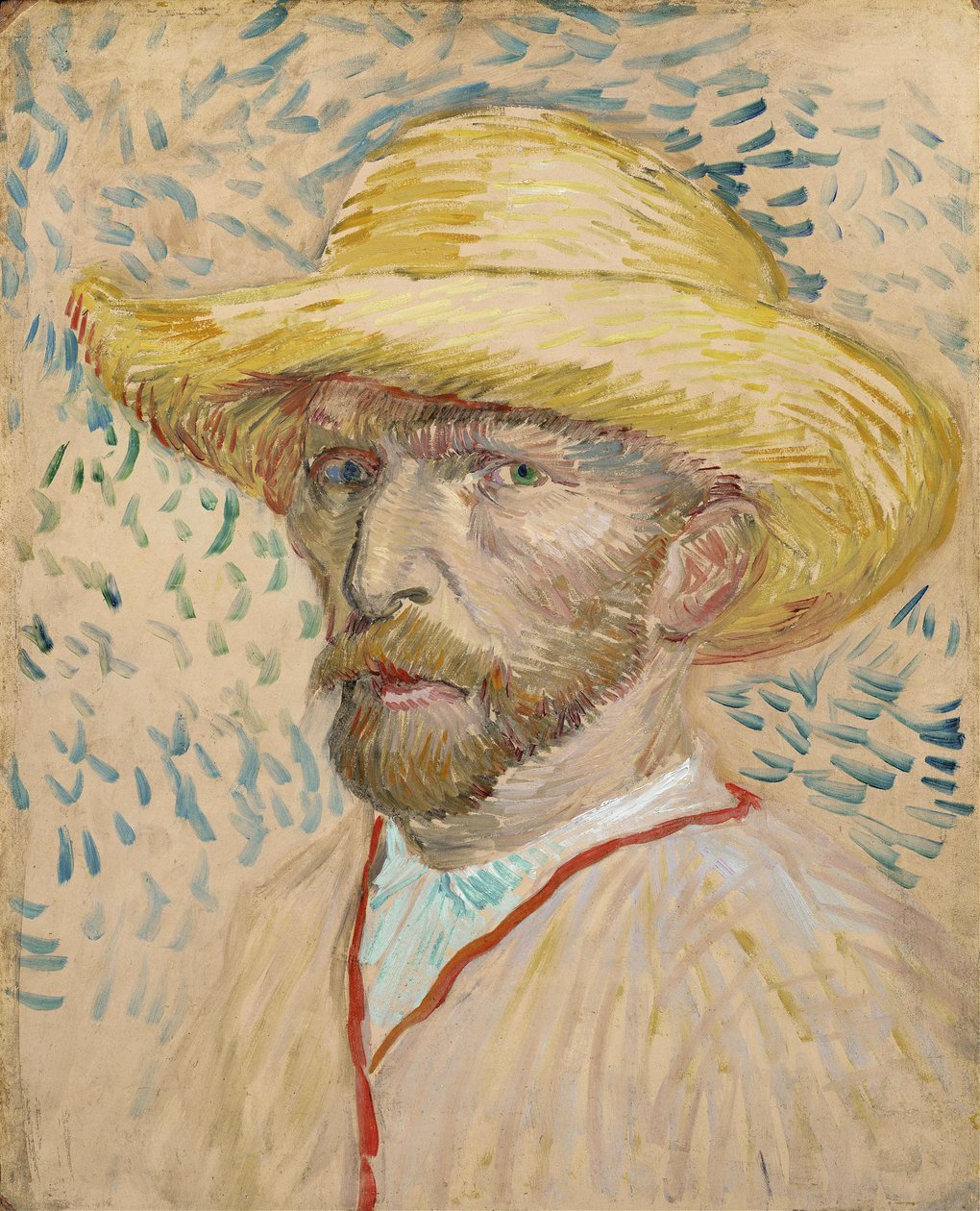 Selvportrett med stråhatt av Vincent van Gogh