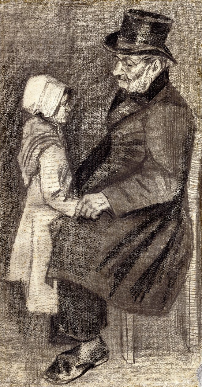 Sittende mann med liten jente; Homme Assis avec Fillete, 1882 av Vincent van Gogh